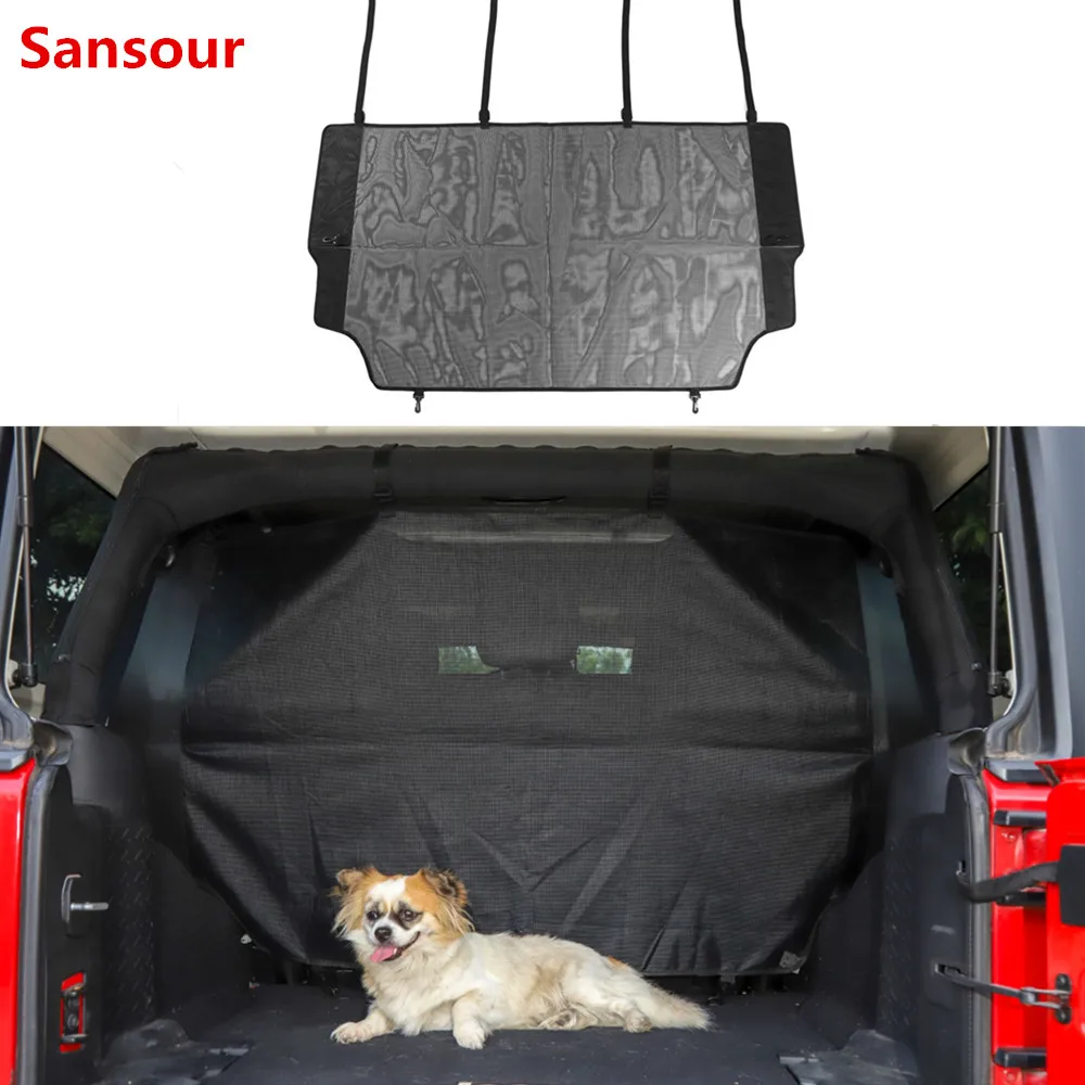 Sansour For Jeep Wrangler JK 2007-2017 Car Boot Pet Separation Net Fence Safety Barrier Car Pet Isolation Network Safe driving