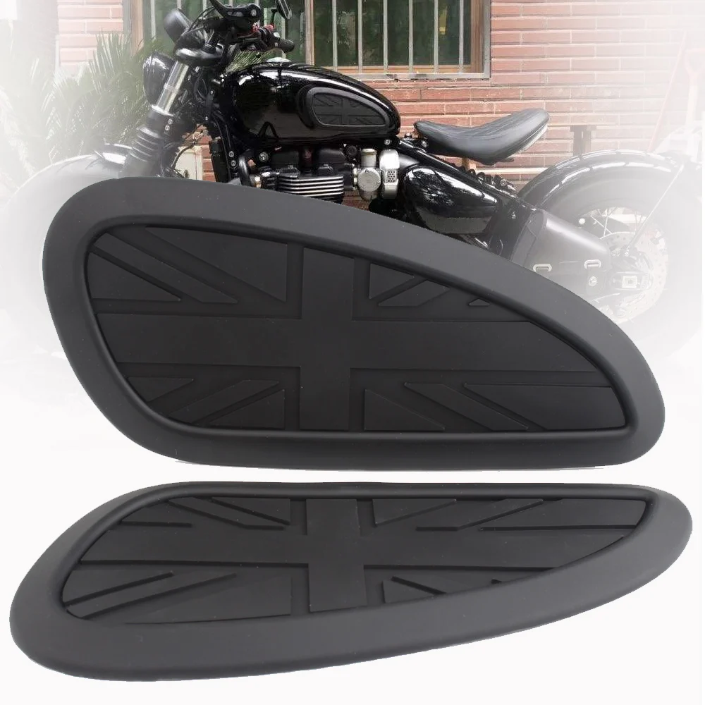 Universal Motorcycle Black Retro Rubber Protector Sheath Knee Tank pad Grip Decal Pad For Harley Yamaha Triumph Cafe Racer