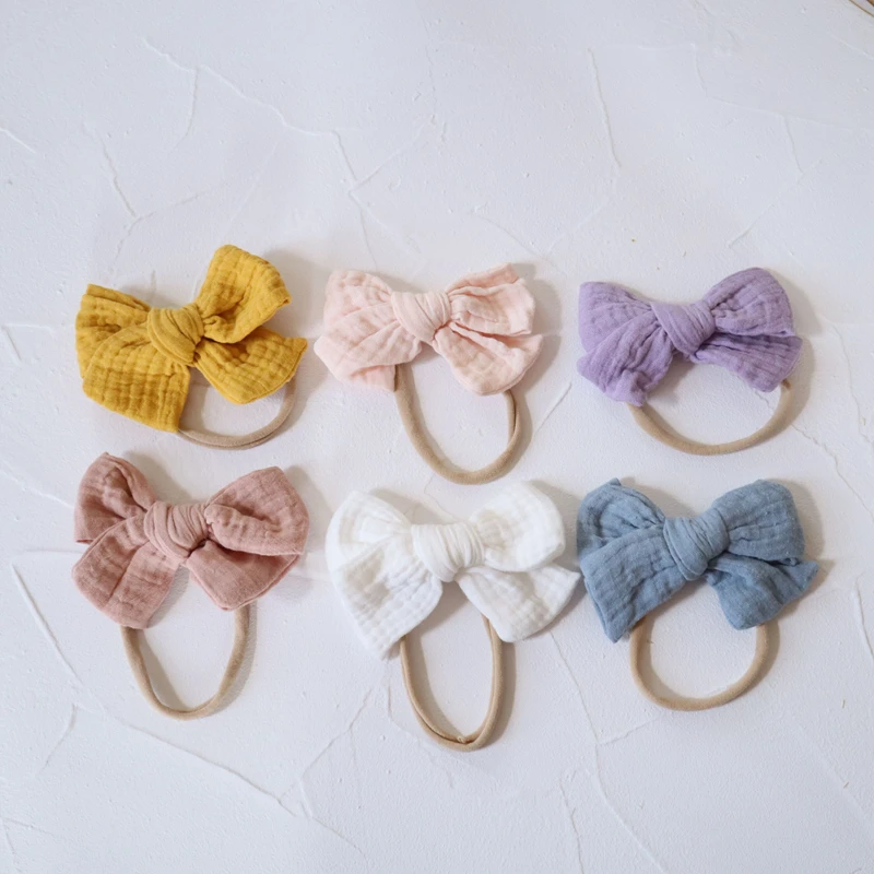 Nylon Baby Headband Girls Hairband Cotton Bows Hair Accessories Infant Lovely Headbands Solid Color Newborn Photo Props 4 Inches