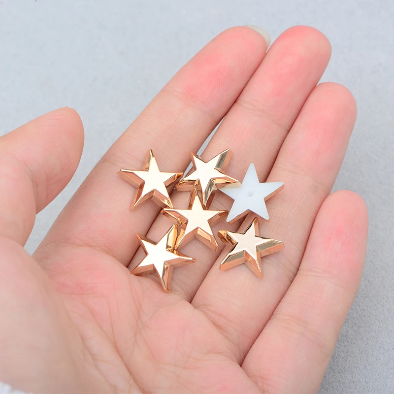 JUNAO 15mm 200pc Rose Gold Star Decorative Rhinestone Flatback Bead Applique Glue On Fancy Crystal Stones Clothes Jewelry Crafts