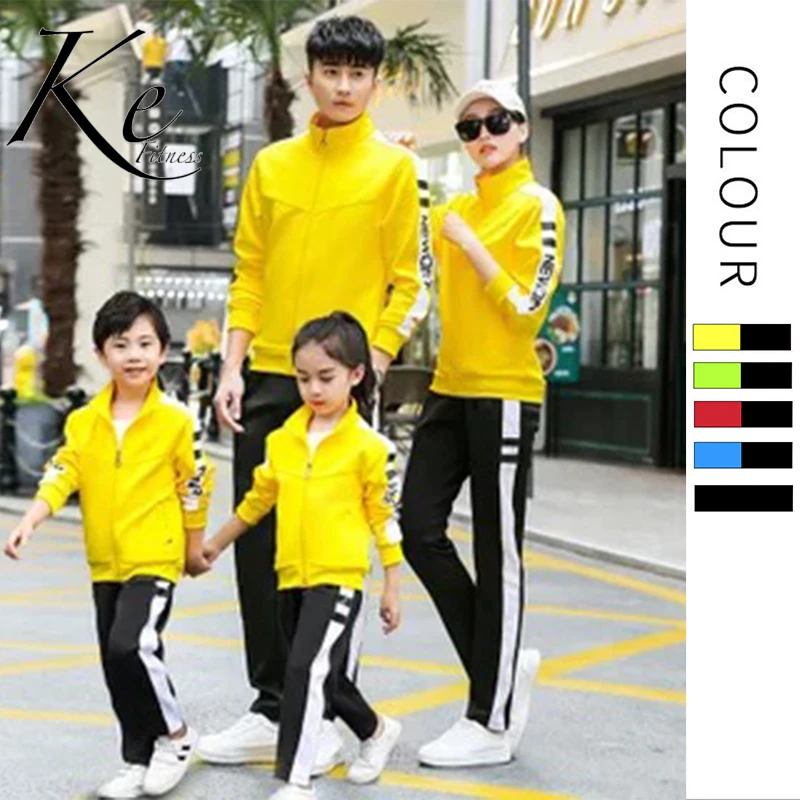 

KE276 new sport clothes woman man kids wear school sports set yellow couples children big size plus extra 5XL tracksuit