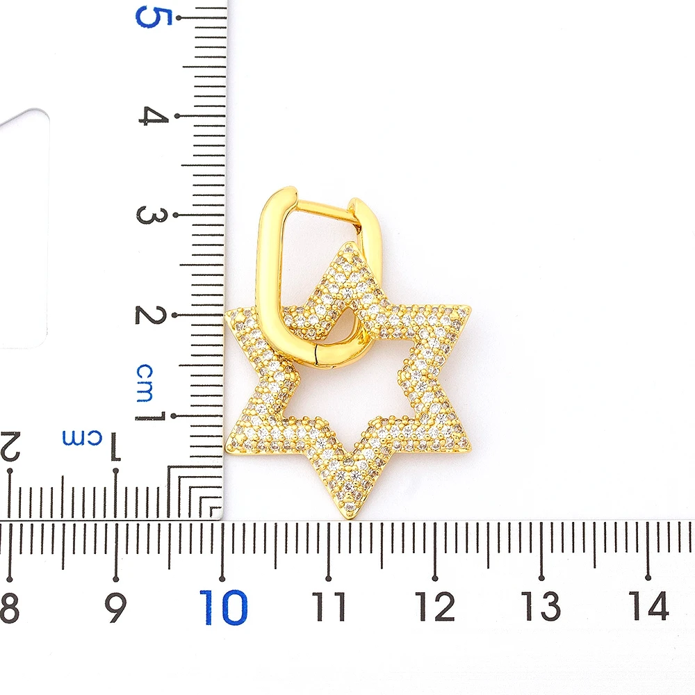 Nidin New Arrival 4 Colors Choice Copper CZ Star Drop Crystal Dangle Earrings Fine Party Wedding Christmas Women Jewelry Gifts