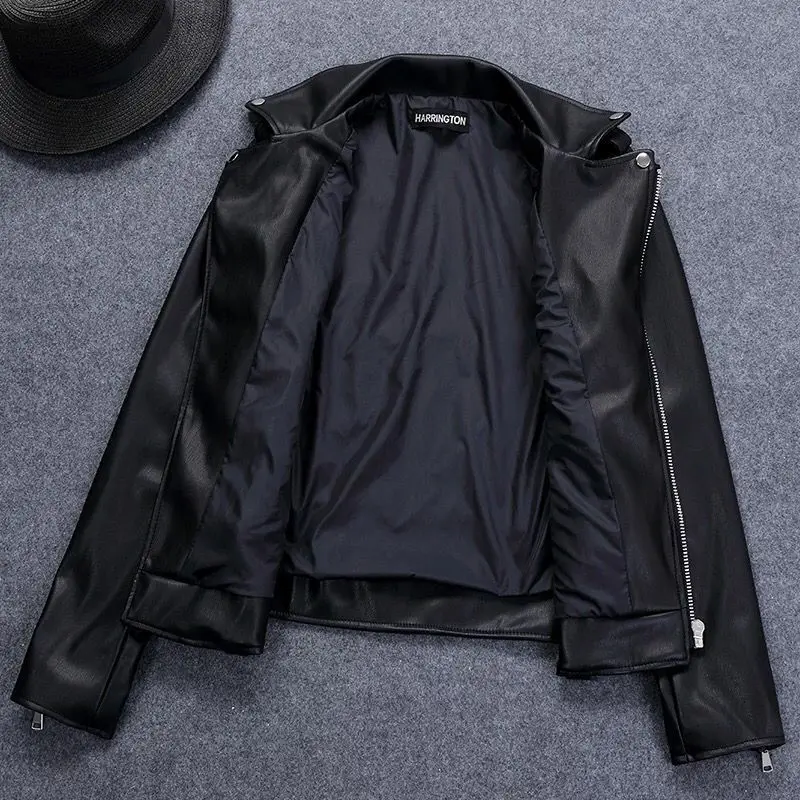 Supzoom 新着トップファッション女性コートジッパーフルショートターンダウン襟オフィスレディショート女性レザージャケット