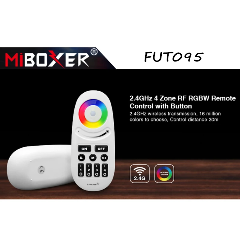 

Miboxer FUT095 2.4GHz 4 Zone RF RGBW Remote Wireless Touch Screen LED Remote Controller Dimmer LED Bulb or LED Strip Light Tape