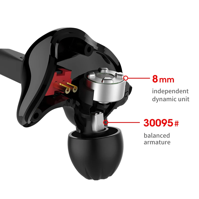 Kz zs4 in earイヤホン1dd1baハイブリッドテクノロジーステレオベースヘッドセットモニターノイズキャンセリングイヤフォン電話ゲーム用