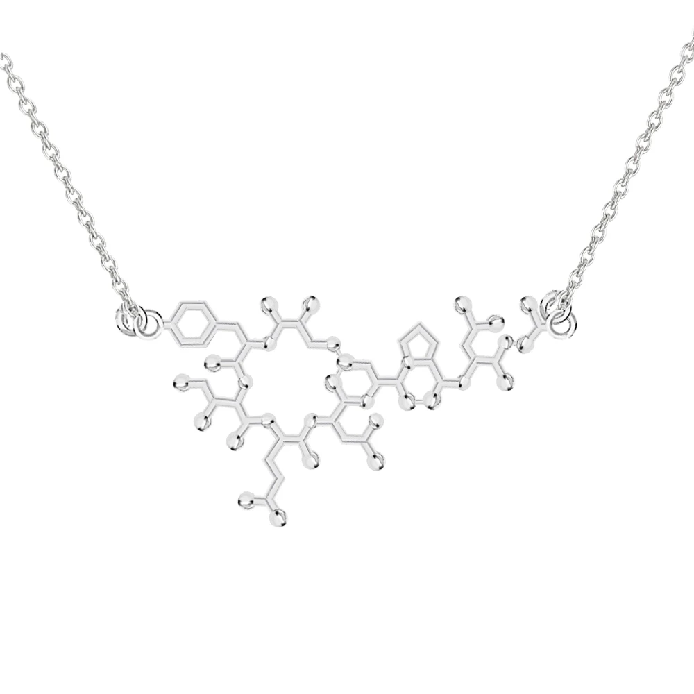 Oxytocin Molecule Necklace Love Molecular Bonding  Science Pendant with 50 cm Link chain Anniversary Graduation Fashion Jewelry