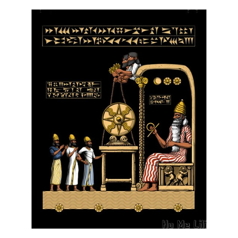 Aliens Canvas Poster Ancient Sumerian Mythology Gods Wall Decor Mesopotamian History Art Print Archeology living room Dceor