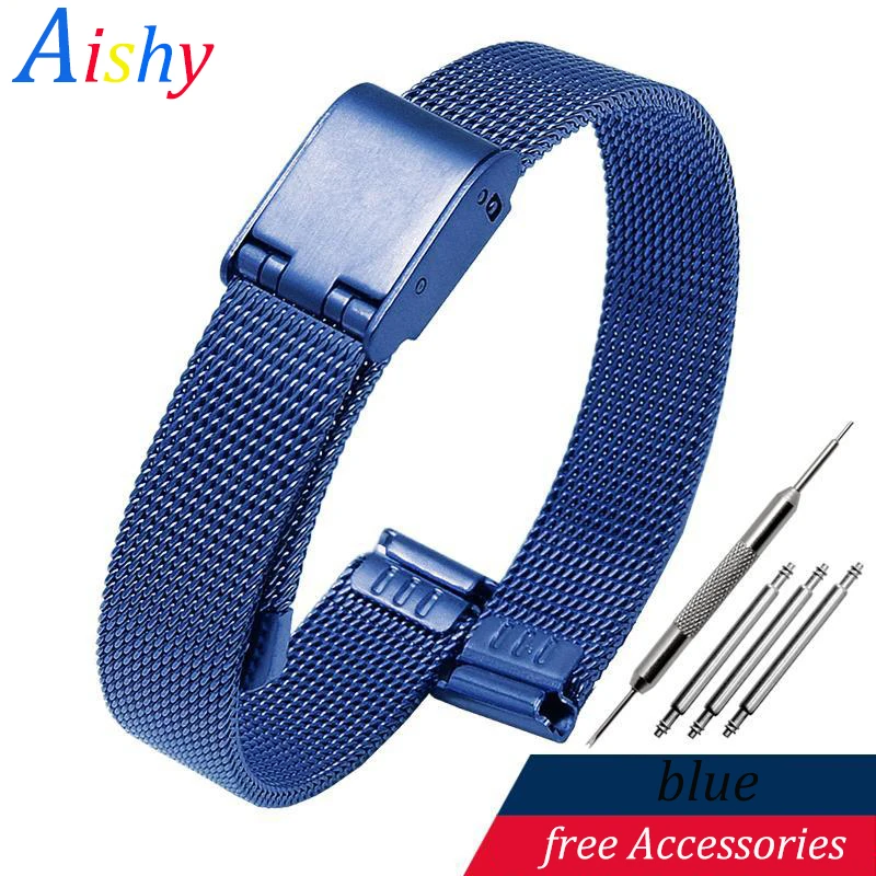 (flash sale) Mesh Watch Band Milanese wristband 8mm 10mm 12 14 16 18 20 22 24 mm Watch Strap with Tools