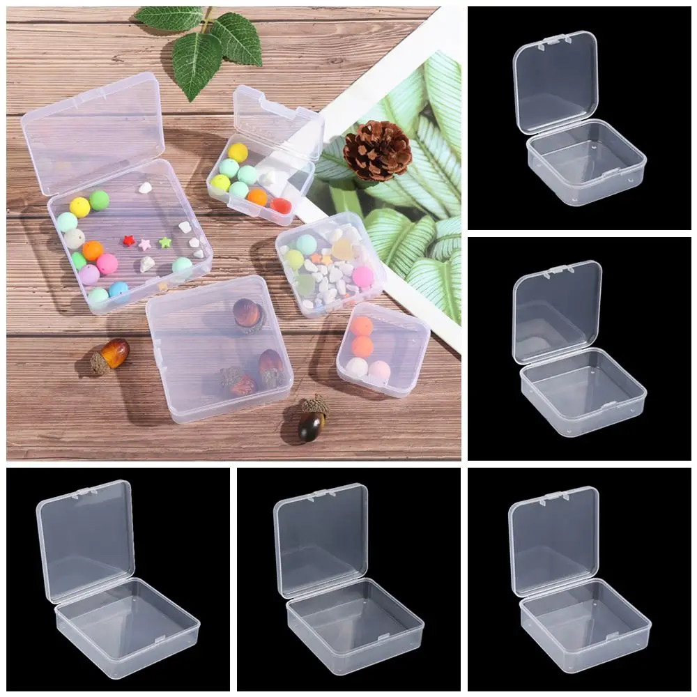 Square Transparent Storage Box Plastic Transparent Jewelry Beads Container 5 Sizse Fishing Tools Accessories Packing Boxes