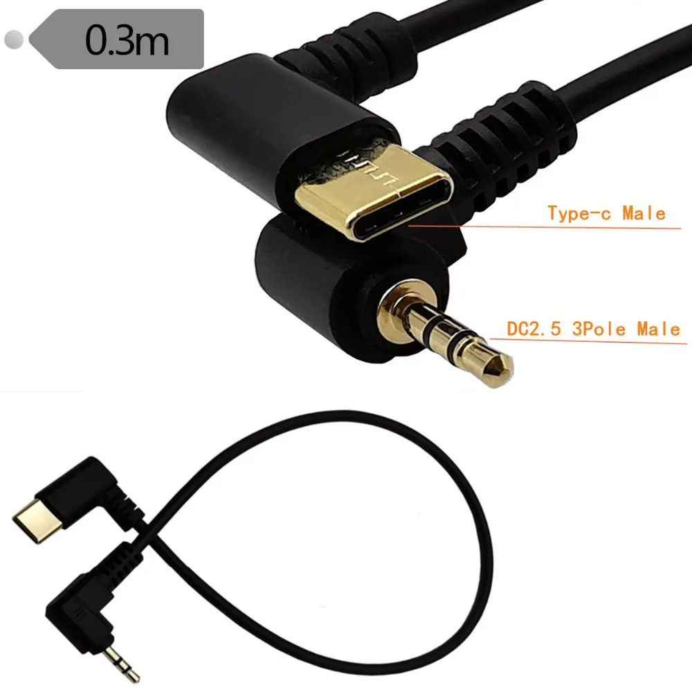 90 Degree angle3.5mm &2.5mm Audio to USB- C Cable, USB Type-C to 2.5 3.5 mm elbow Male AUX Headphone Jack 1FT  25cm Cable