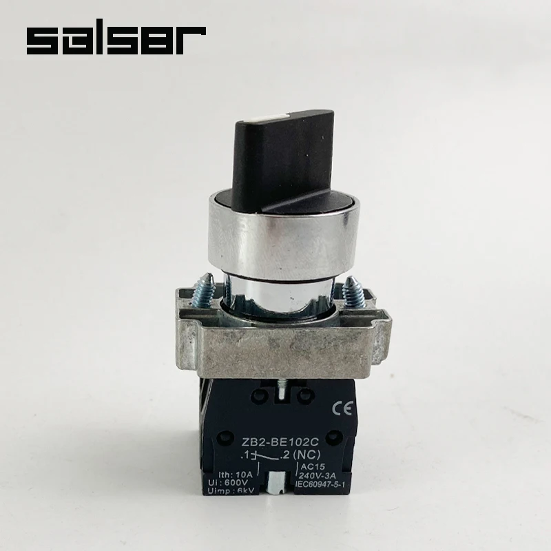 22mm Knob Rotary Switch 2/3 Position Latching Momentary Reset Selector XB2-BD21 BD23 BD25 BD33 BD45 BD53 1NO/2NO/1NO1NC