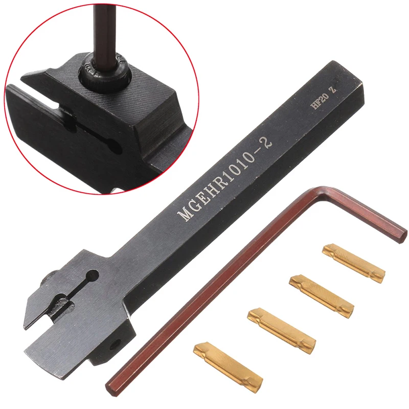 

1Pcs MGEHR1010-2 External Slotting Tool Holder 10Pcs MGMN200 Carbide Grooving Inserts Metal Lathe Cutter Turning Tools Set