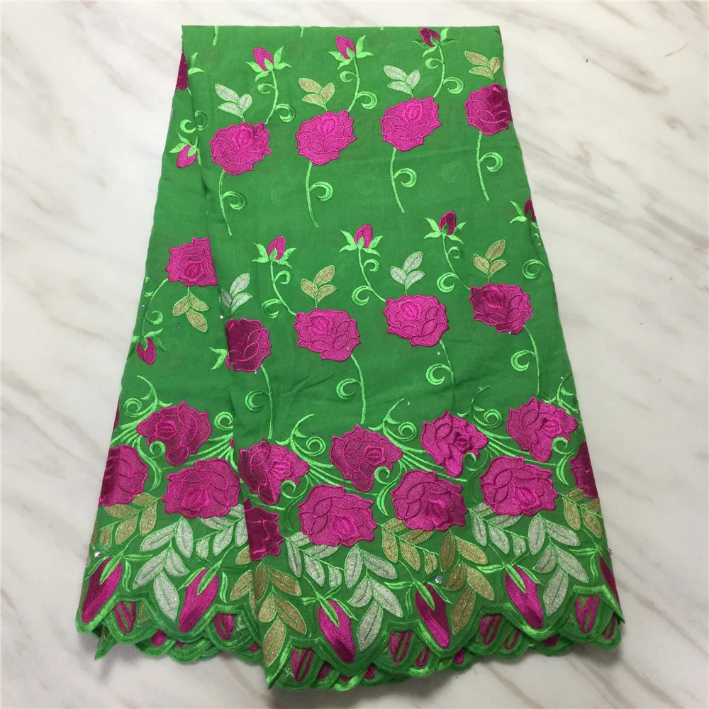 

Green Flower Cotton Nigerian Lace Fabric High Quality Lace 2021 Swiss Voile Lace Fabric Embroidered African Dry Lace For Wedding