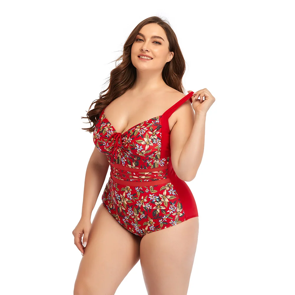 Sexy One-piece Large Size Swimwear With Push Up Women Plus Size Swimsuit Closed Body Female Bathing Suit For Pool Beach Wear