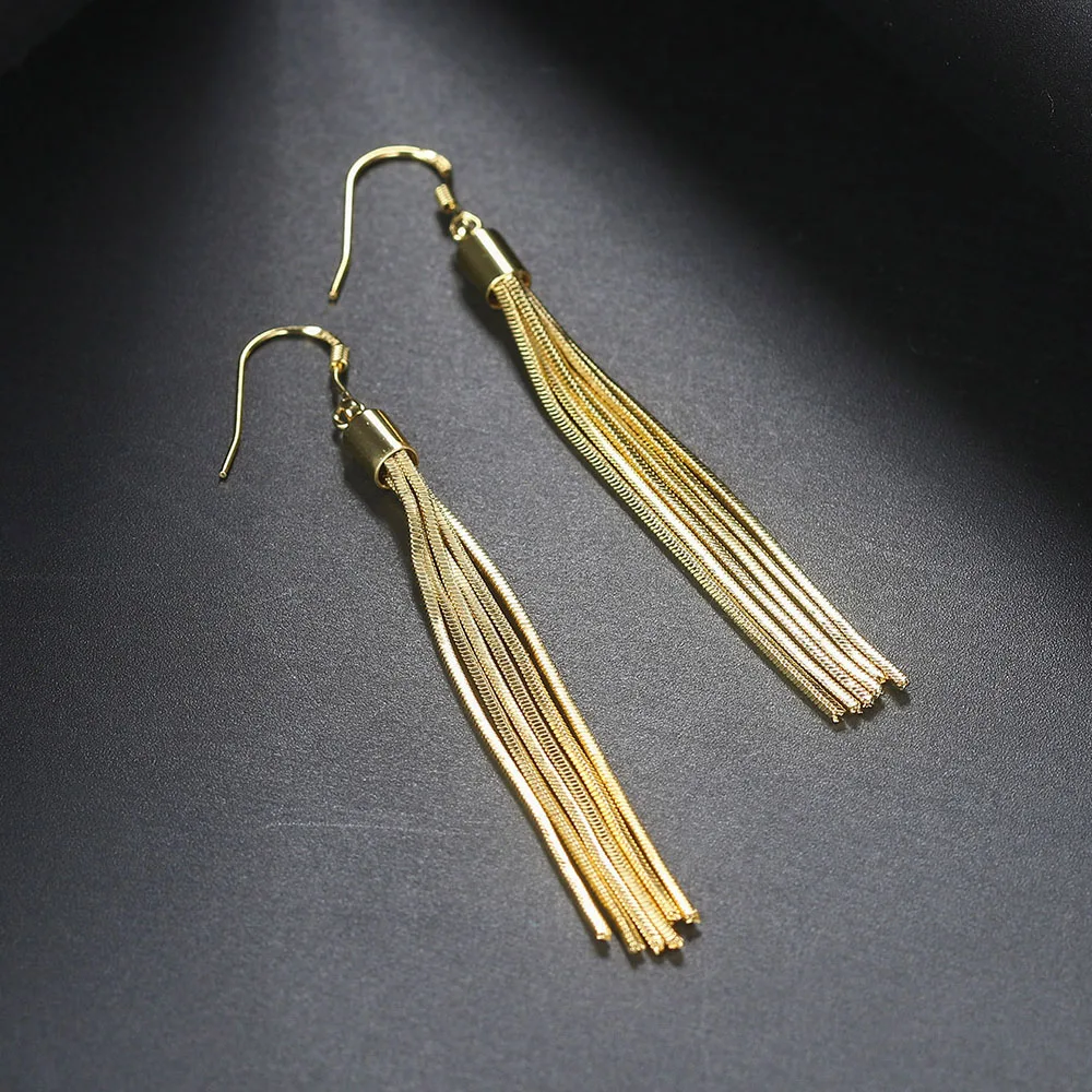 Long Tassel Piecing Drop Earrings For Women Gold Color Ear Hook Accessories Women Earing Christmas Gift Fashion Jewelry E267