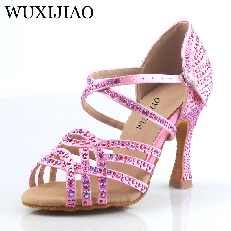 WUXIJIAO WUXIJIAO brand Latin dance shoes soft soled shoes Salsa ballroom ladies mesh dance shoes Cuban high heels