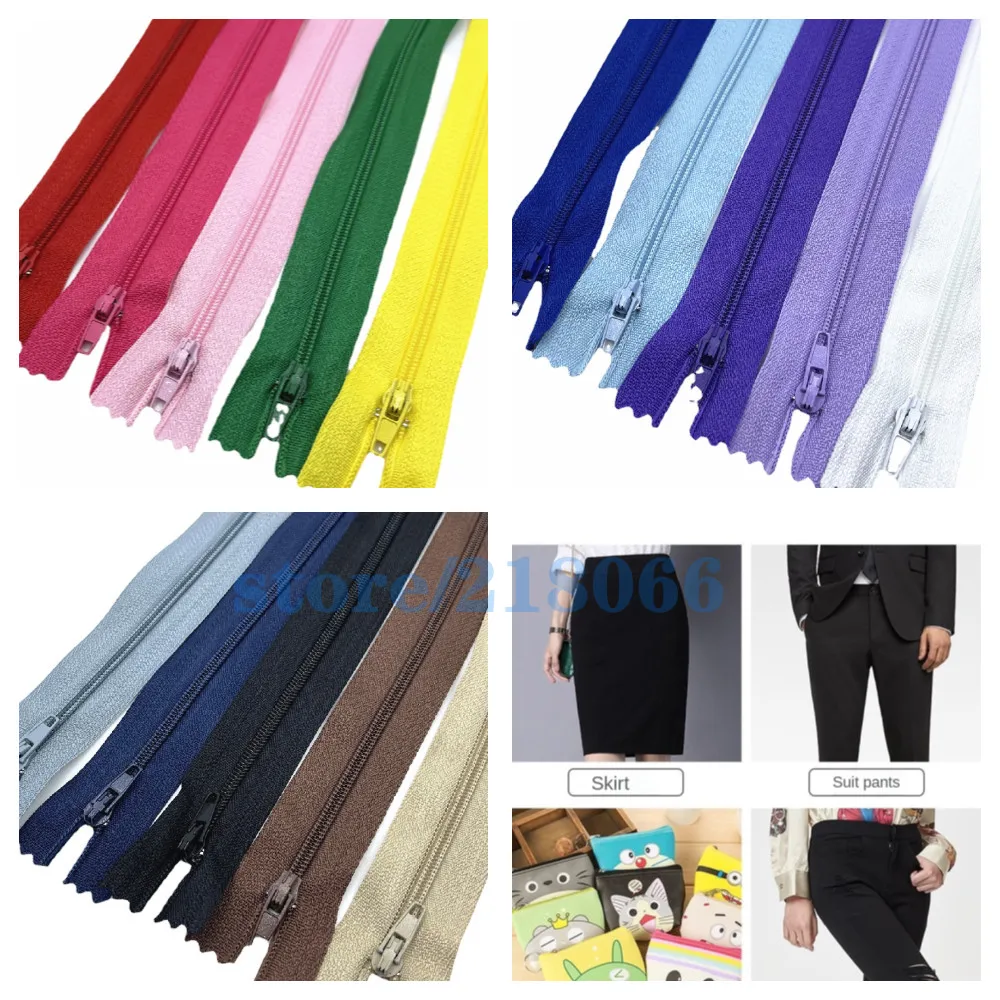 15/20/25/30/35/40/45/50/55/60Cm (6/8/10/12/14/16/20/22/24 Inch) Nylon Coil Zippers Suitable For Clothing Sewing Crafts 15 Colors