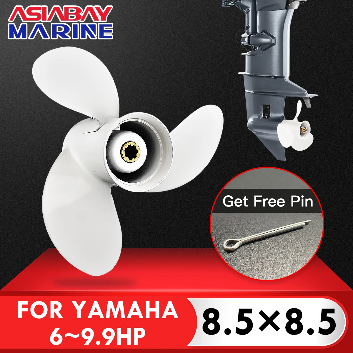 For Yamaha Outboard Propeller 8-1/2 x 8-1/2 Aluminum Alloy Screw 3 Blade 7 Spline for Ship Marine Engine 6 8 9.9 HP Boat Motor