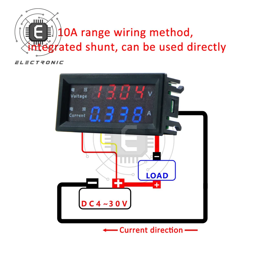 M4430 DC 100V 200V 10A Electronic Digital Voltmeter Ammeter 0.28\'\' Dual LED Display Voltage Regulator Volt AMP Meter Tester