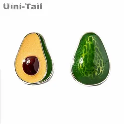 Uini-Tail hot sale new 925 Tibetan silver cute cartoon avocado color earrings sweet romantic tide flowing girly jewelry ED772