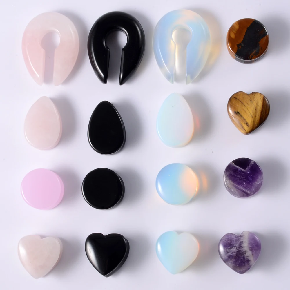 Heart Shape/Teardrop Stone Ear Plug Tunnel Earring Gauges Helix Piercing Ear Stretcher Ear Plugs Body Piercing Jewelry 6mm-25mm