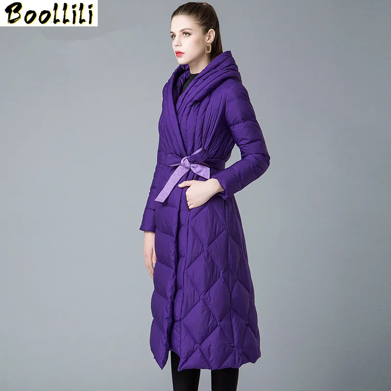 

New Boollili 2023 Winter White Duck Down Jacket Woman Hooded Long Down Coats Puffer Light Jacket Chamarras De Mujer