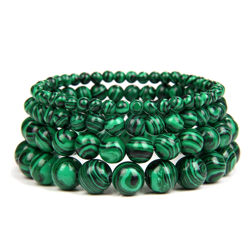 Natural Green Malachite Stone Bracelet 4/6/8/10mm Handmade Round Beads Bracelets Couple Fashion Bracelet for Men Women Jewelry