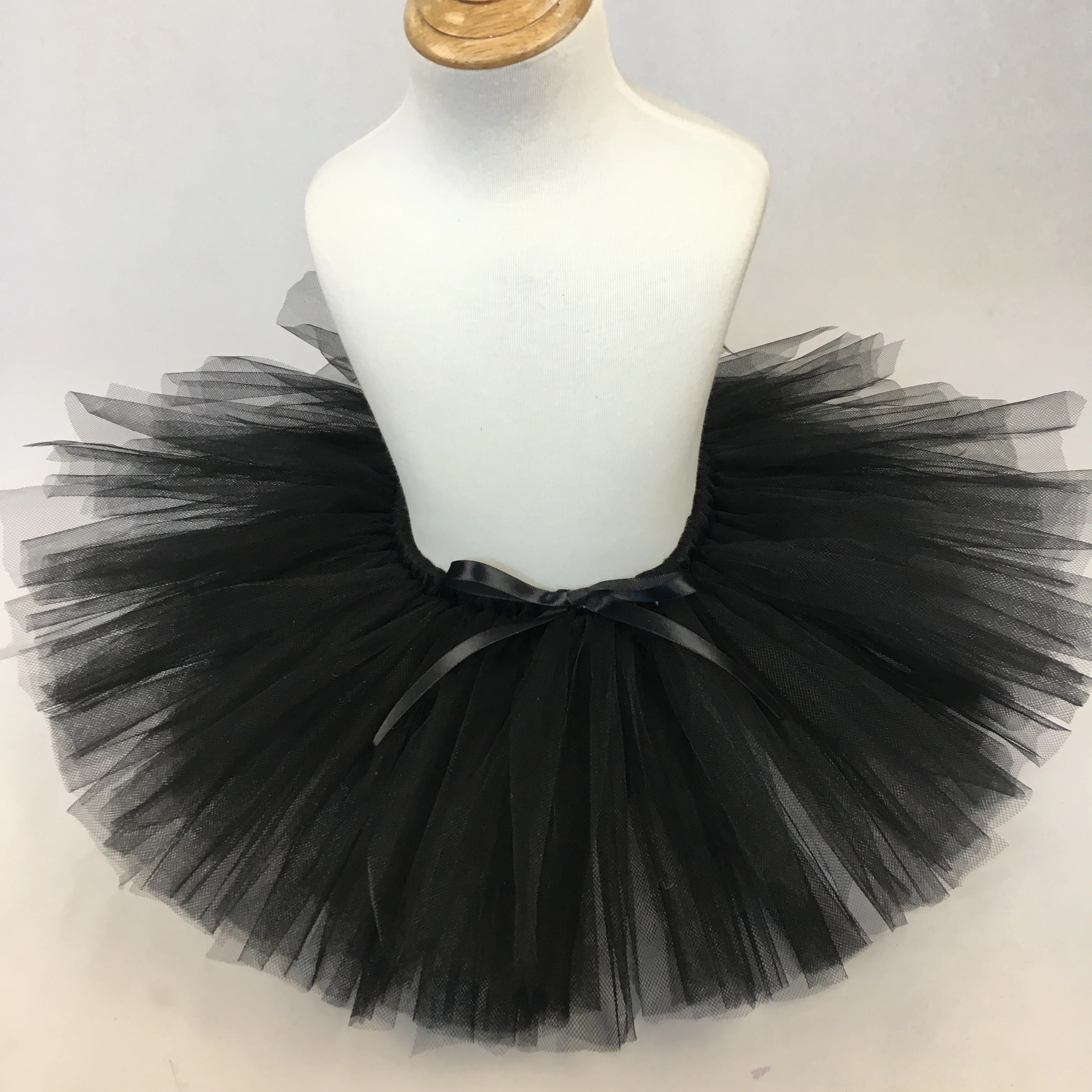 Baby Girls Black Tutu Skirt Kids Fluffy Tulle Ballet Pettiskirts Underskirts with Ribbon Bow Children Party Costume Skirts Cloth