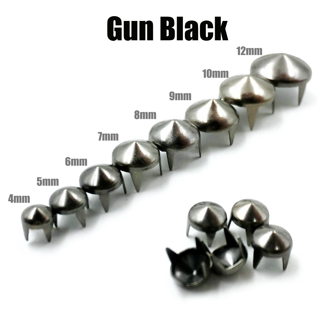 100pcs 4-12mm 4 Claw Cone Spike Nailhead Spots Studs Rivets Punk Rock DIY Leather Craft For Clothing Bag Shoes Parts Decoration