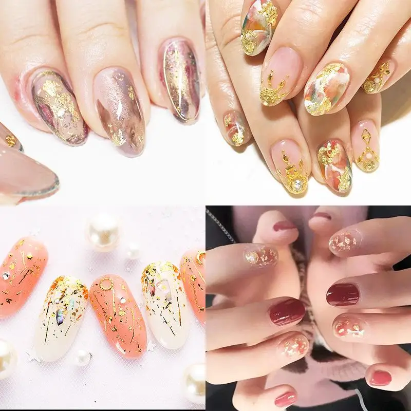 1Box Gold Folien Glitter Flakes Pailletten Füllstoff DIY Nail art Dekoration UV Epoxy Harz Form Füllung Bunte Folie Papier materialien