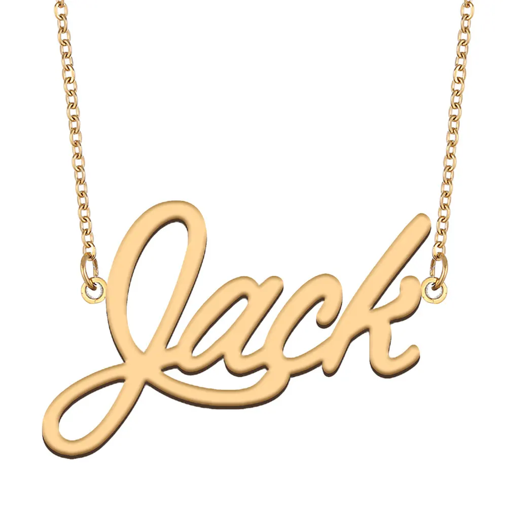 

Jack Name Necklace for Women Personalized Stainless Steel Jewelry Gold Plated Nameplate Pendant Femme Mothers Girlfriend Gift