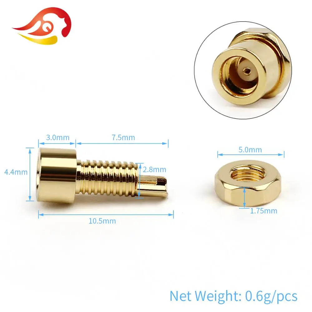 QYFANG Gold Plated Beryllium Copper MMCX Female Jack Solder Wire Connector PCB Mount Pin IE800 DIY Long/Short Audio Plug Adapter