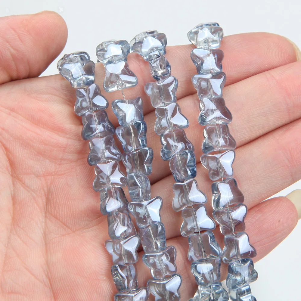 30PCS 7.5*10mm Butterfly Glass Beads Septal Beads for Jewelry Making Bracelets DIY AB Color Pendant Accessories Wholesale