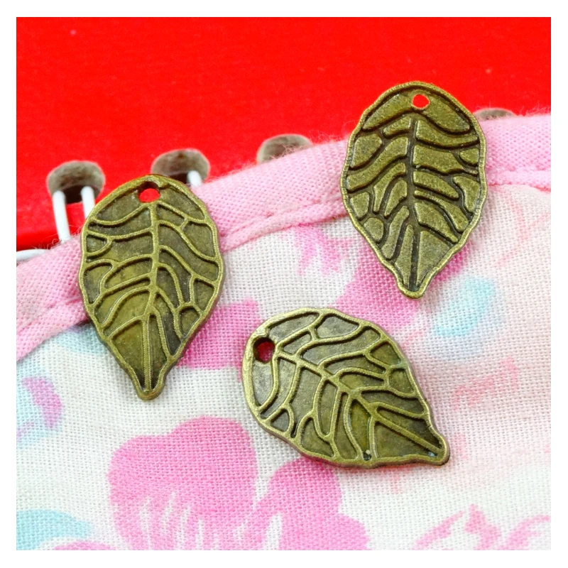 100 PCS Charms tree leaf 18*11MM Antique Bronze Plated tree leaf Pendant Vintage DIY Handmade Jewelry