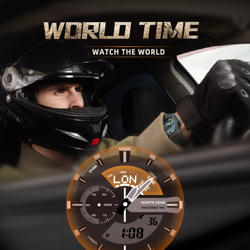 NORTH EDGE 2022 HORNET orologio digitale da uomo in esecuzione orologi sportivi da ciclismo impermeabile 50M World Time Speed Illuminator orologio