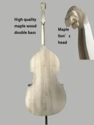 Custom Shape White Upright Bass, DIY Contrabass, Semi-finished Lion's Head, 3, 4, Double Bass, All European Wood Unfinished