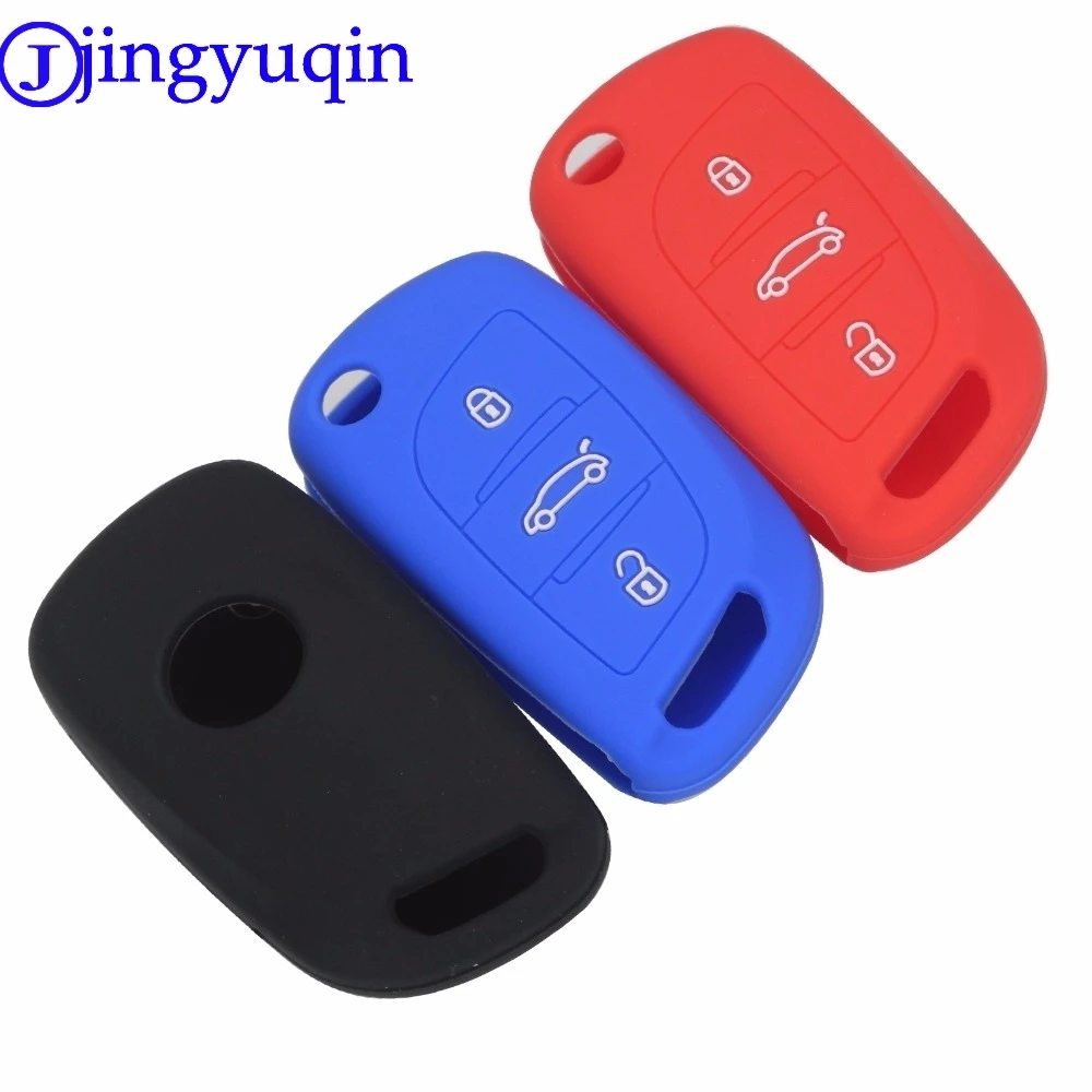 jingyuqin Entry Folding Remote Key Fob Silicone Cover Case For Citroen DS3 DS4 DS5 DS6 Flip Key Case 3 Buttons