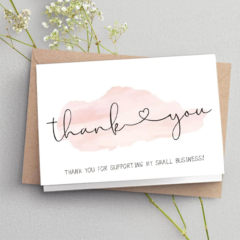 

200/500/1000PCS Thank You card Mini Card Pack Thank You For Supporting Small Business Card Multipack Small Business Note Card