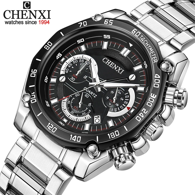 CHENXI Watch Men Luxury Stainless Steel Waterproof Chronograph Top Brand Sport Quartz Mens Watches Business Clock reloj hombre