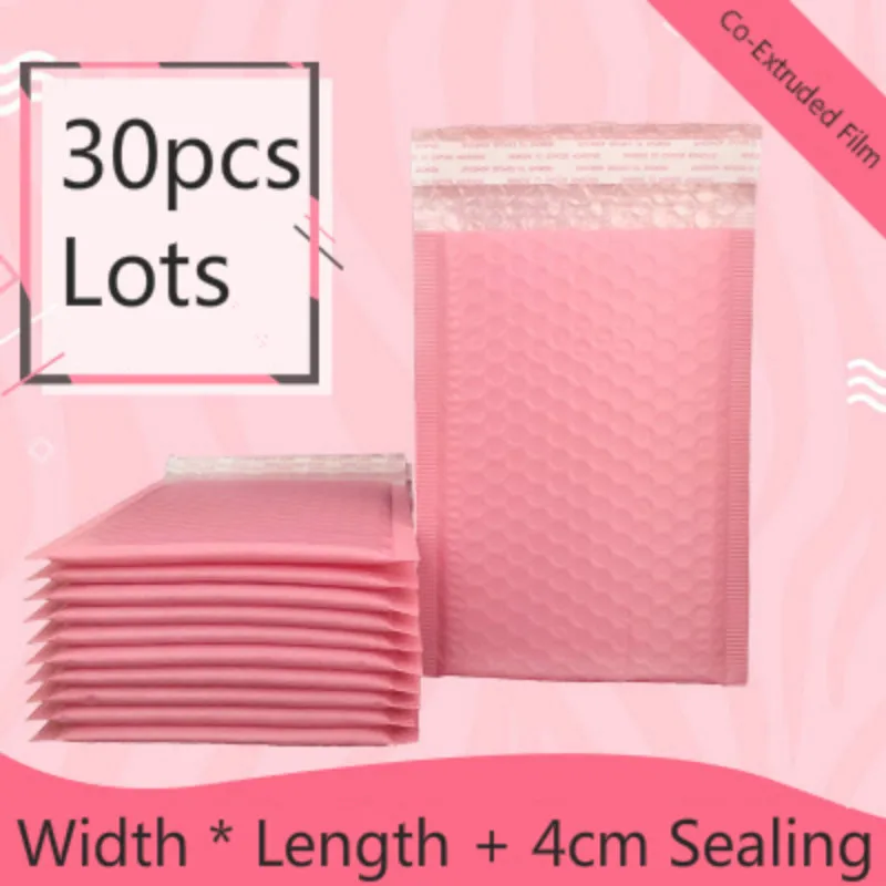 30pcs/lots Clothes Bags Light Pink Poly Bubble Mailer Bags Envelopes Padded Pink Self Sealing Mailer Sealing Mail Sacks