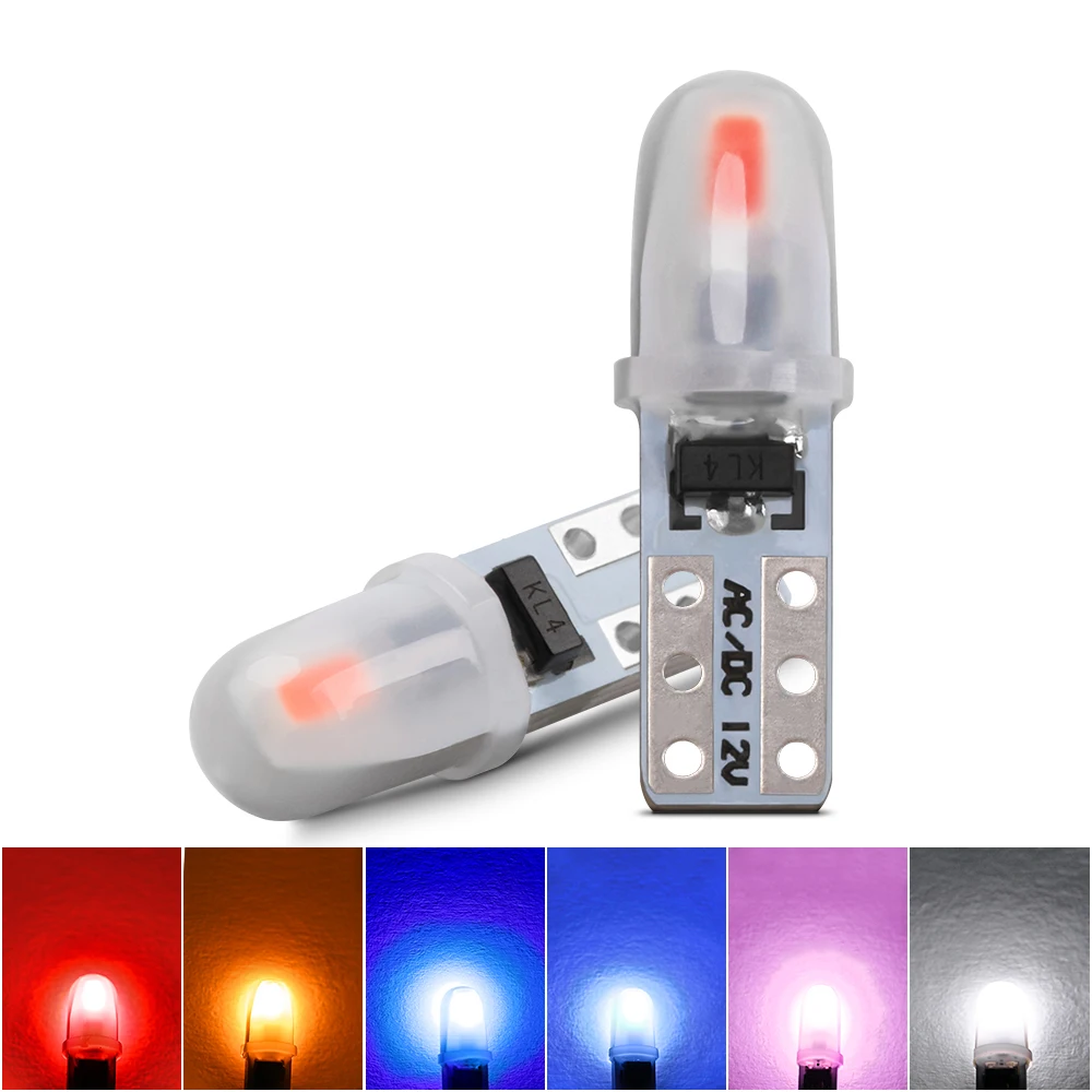 10PCS T5 3014 2 SMD Car Dashboard Lights License Plate Light Reading Instrument Panel Lamp Interior Light No Polarity White 12V