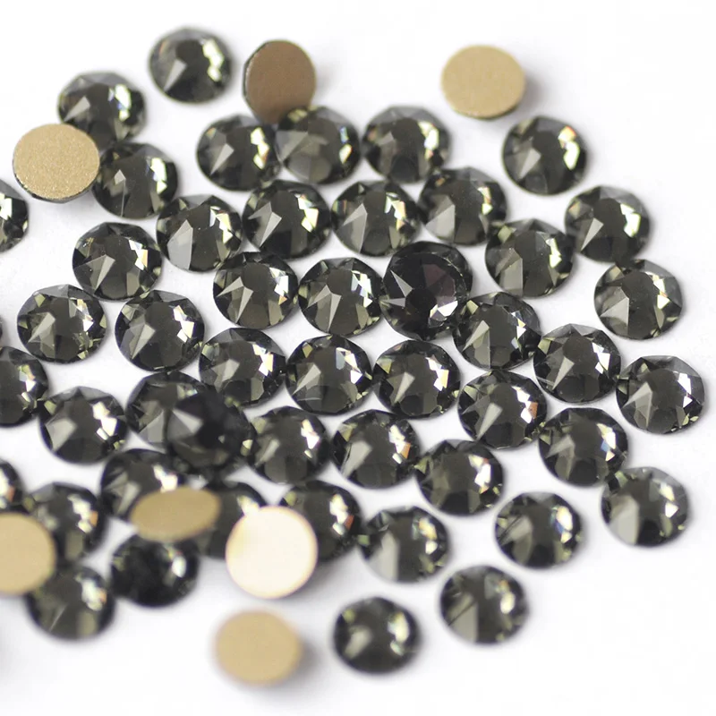 YANRUO 2088NoHF All Sizes Black Diamond 3D Nail Art Rhinestones Non Hotfix Crystal Strass Flatback Gray Stones DIY Crafts