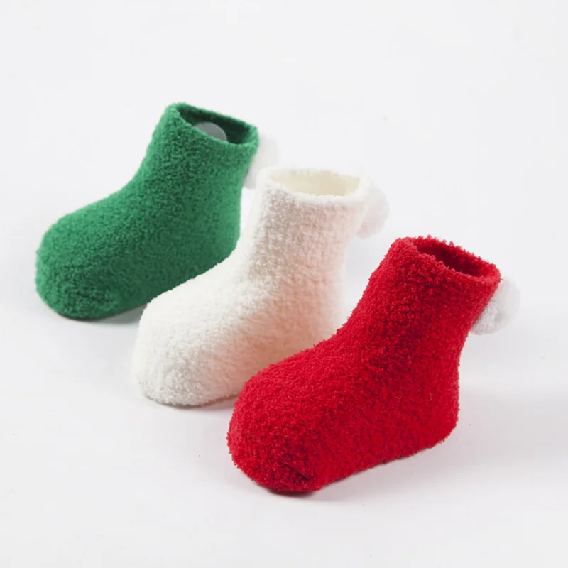 3Pair/lot New thick warm baby socks boys girls baby solid color newborn socks