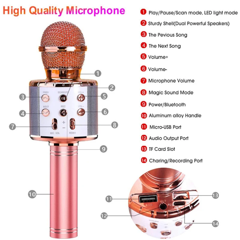 New Fun Toys for 4-15 Year Old Girls, Handheld Karaoke Microphone for Kids Birthday Gifts for 8 9 10 11 Years Old Boys Girl