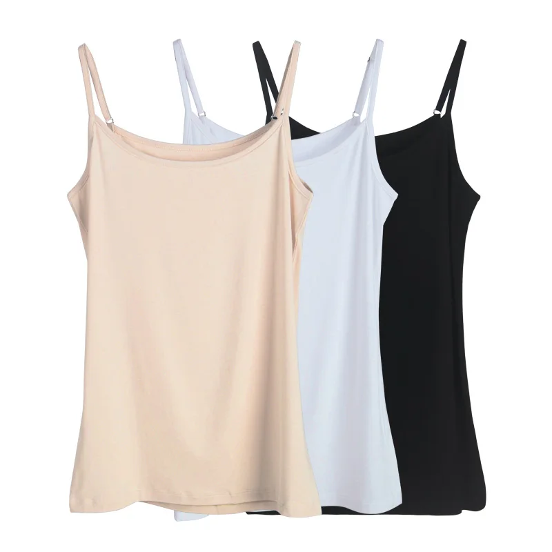 Women Solid Color Cotton Wild Camis Vest Women Crop Tops Female 2021 Summer Sexy Strap Basic Tops Chiffon Sleeveless Camisole