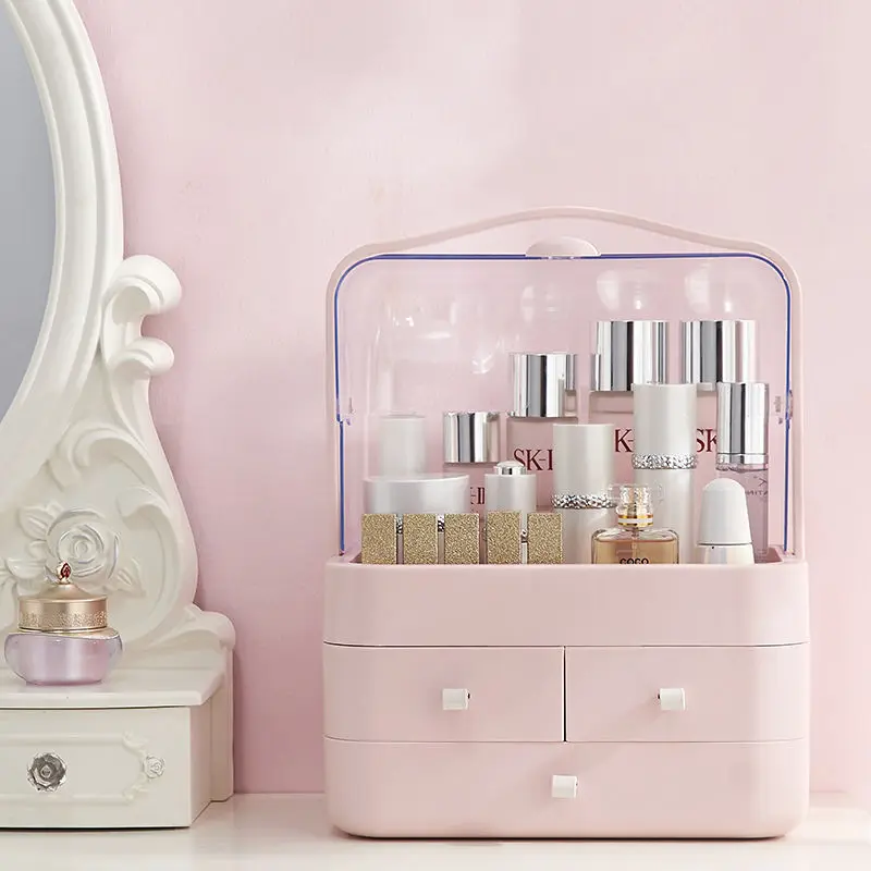 

Fashion Bedroom Storage Container Girls Beauty Makeup Organizer Home Jewelry Organizer For Cosmetics Portable Large Storage Box