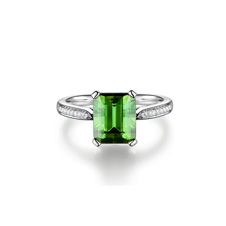 ML Natural Green tourmaline 18K Pure Gold 2023 New Hot Selling Top Ring Women  Ring  For Ladies  Woman Genuine Jewelry