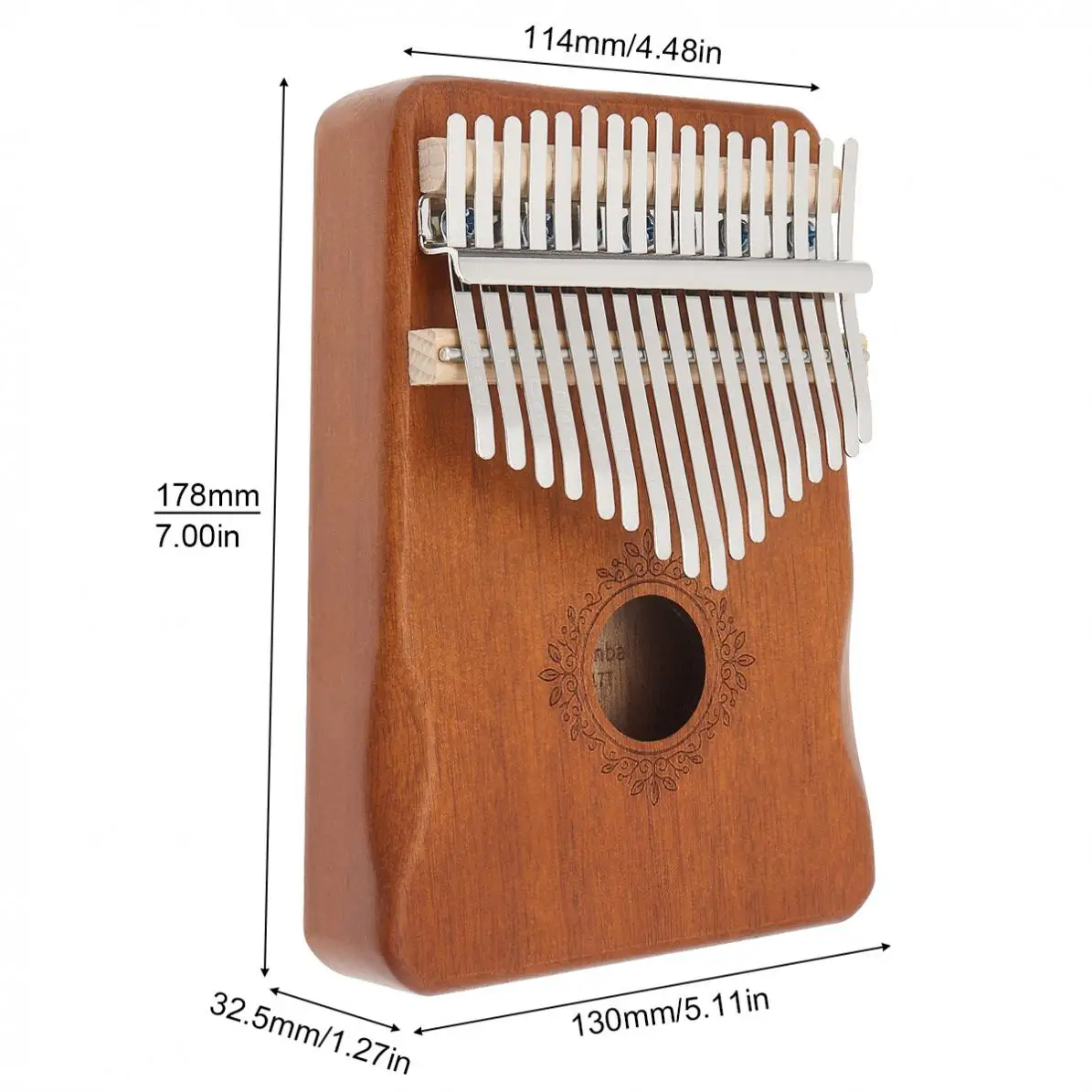 Thumb Piano 17 Keys Kalimba Thumb Piano Mahogany with Hand Guard Mbira Blue / Wood / Retro Optional 	Keyboard Instruments