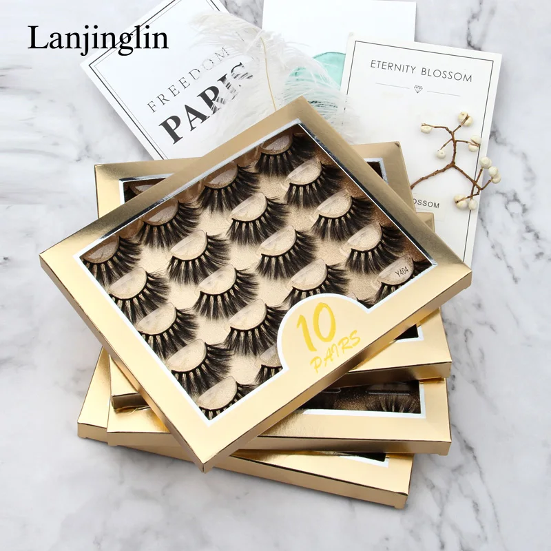 LANJINGLIN 3/10 Pairs False Eyelashes Soft Natural Long Wispy Fluffy Faux Mink Lashes Cosmetic Makeup Tool Extension maquiagem