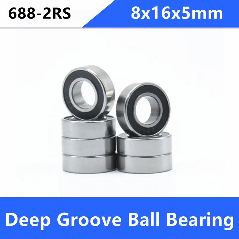 

100pcs/lot 688RS 688-2RS 688 RS 2RS ball bearing 8x16x5 mm deep groove ball bearings Miniature Mini bearing 8*16*5mm